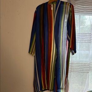 Vibrant Multicolor Striped Long Sleeve Cardigan